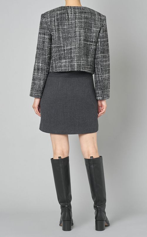 メランジツイードクロップドジャケット