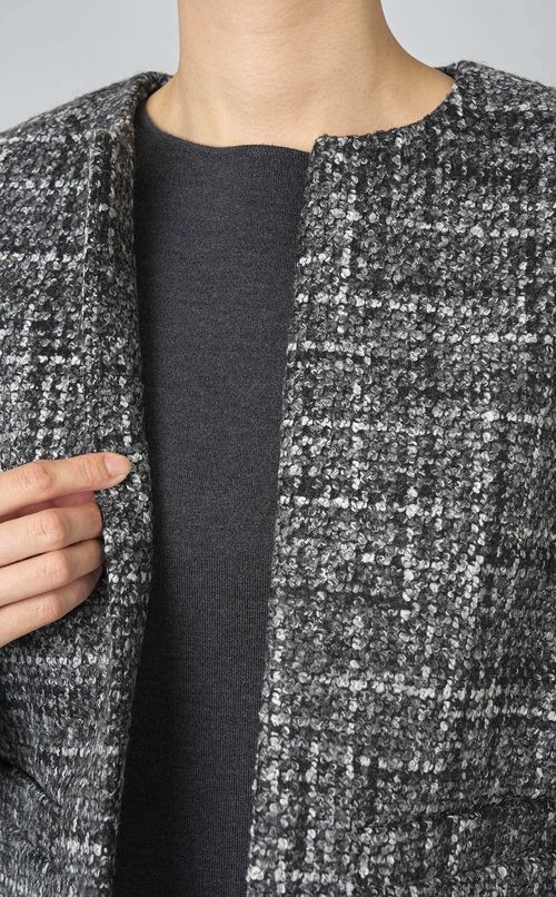 メランジツイードクロップドジャケット