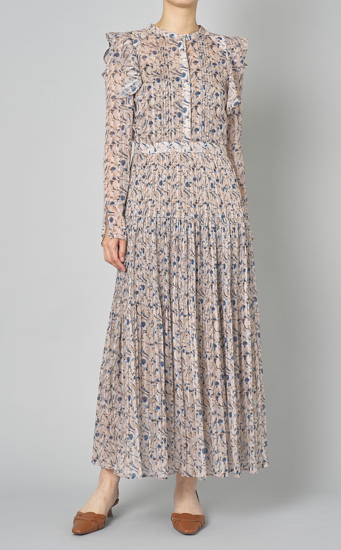 FRAY I.D｜プリントプリーツラッフルワンピース