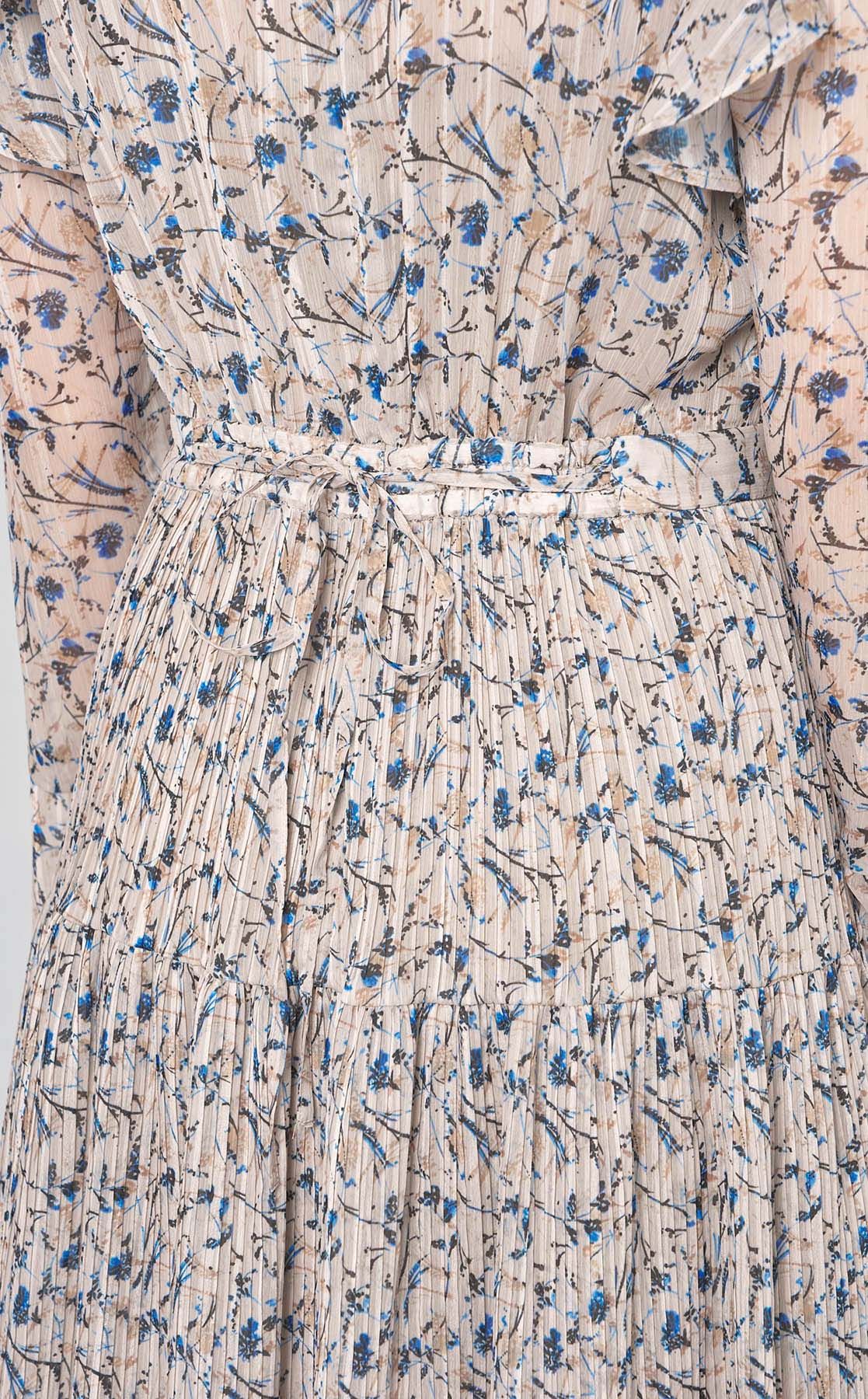 FRAY I.D｜プリントプリーツラッフルワンピース