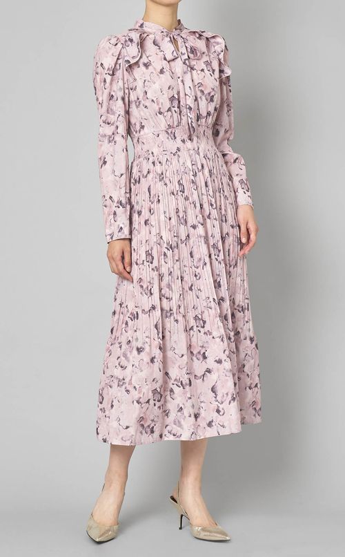 ブラードフラワーボウタイワンピース