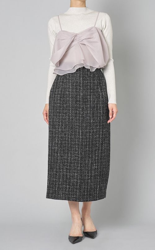 ベルト付ツイードタイトスカート