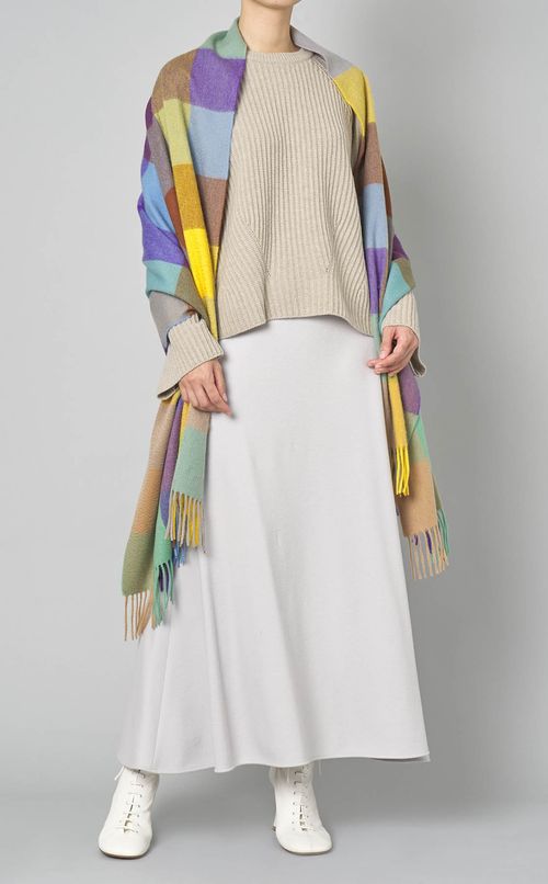 カシミヤブロックチェック大判ストール