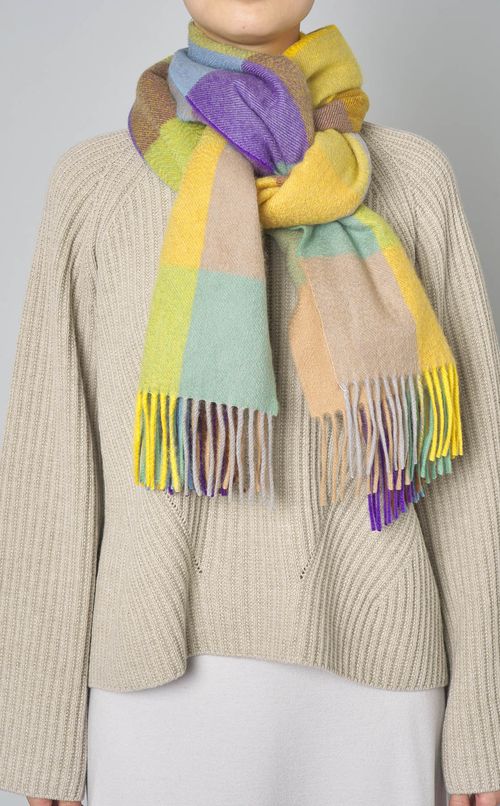 カシミヤブロックチェック大判ストール