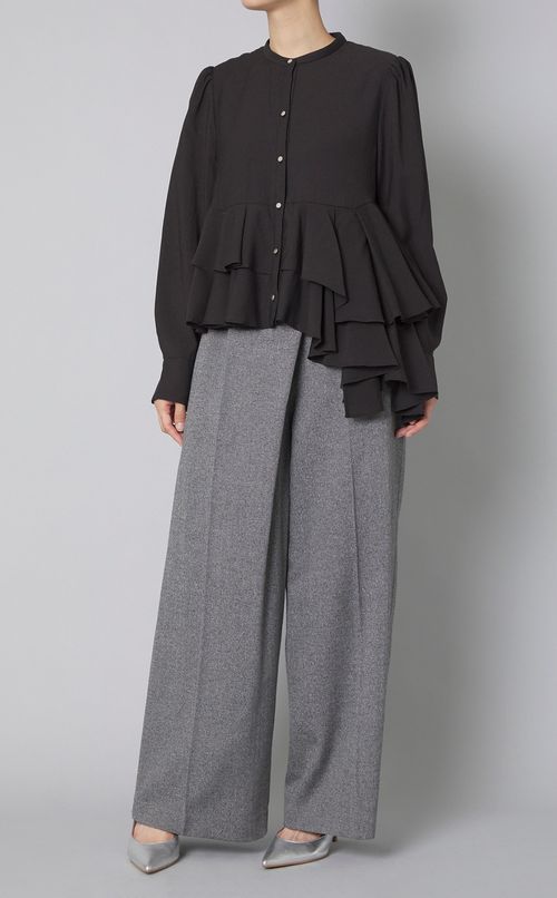 ハイウェストベルトラメパンツ