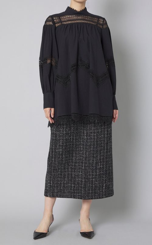 ベルト付ツイードタイトスカート