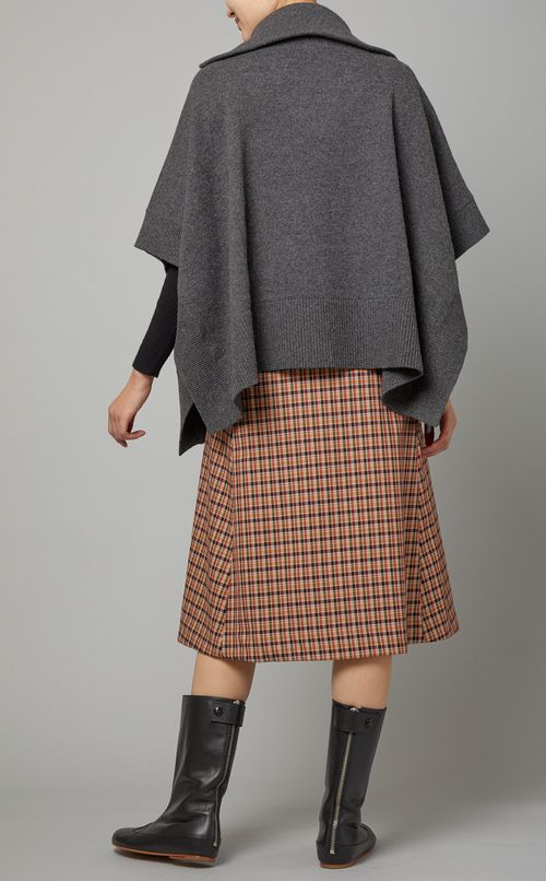 ハーフジップウールケープニット