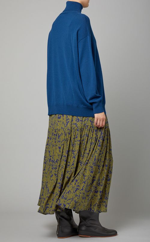 フラワーリーフプリントロングスカート