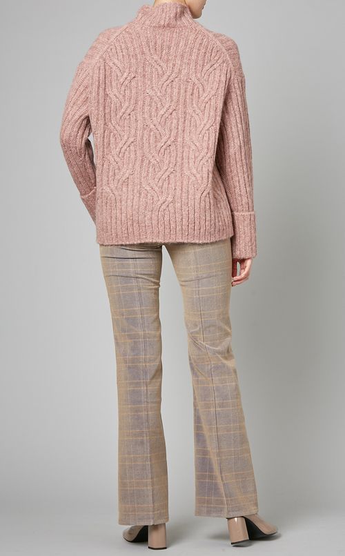 ウールケーブルハイネックニット