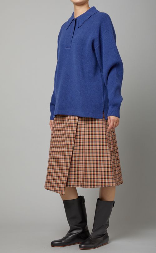 ウールロングスリーブポロニット