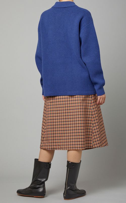 ウールロングスリーブポロニット