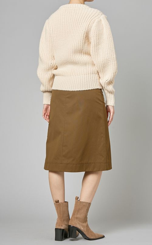 ウールクルーネックパフスリーブニット