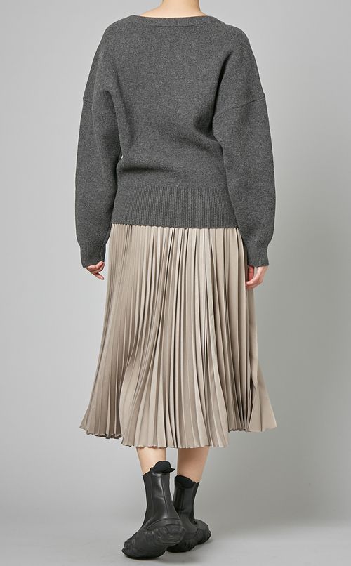 ウールボートネックロングスリーブニット