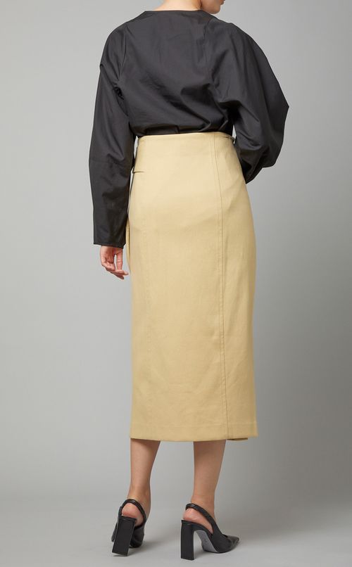 コットンラップミディ丈スカート