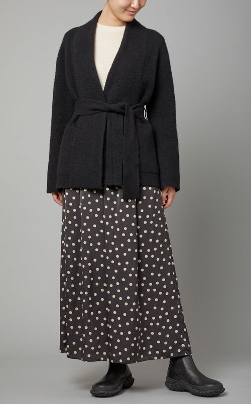 ウールノーカラーニットカーディガン