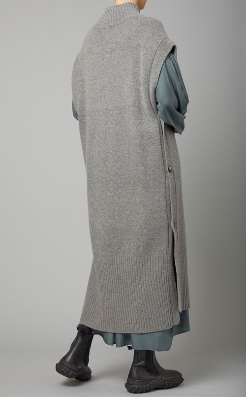 サイドボタンロングニットプルオーバー