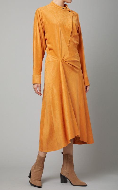 スタンドカラードレープドレス