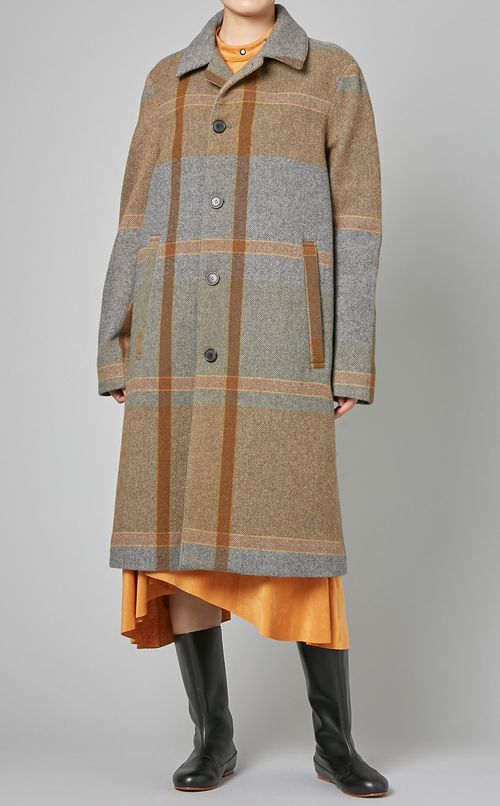 ウールチェックコート