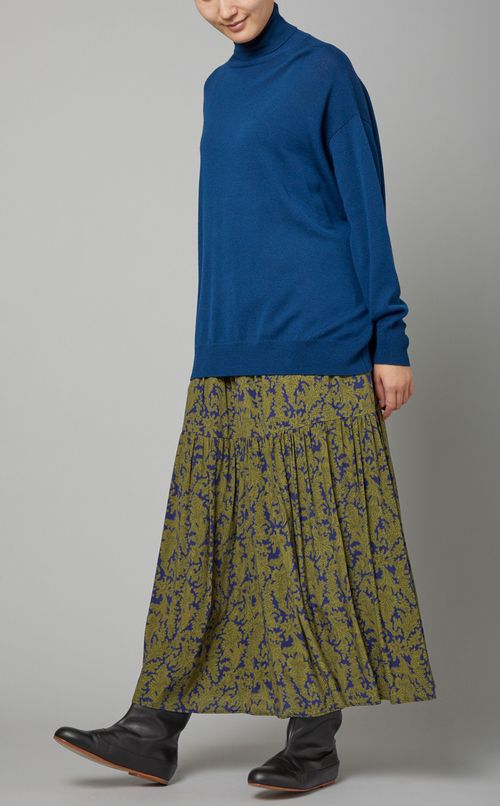 フラワーリーフプリントロングスカート