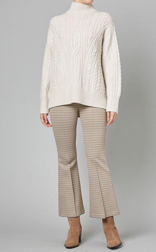 ウールカシミヤハイネックケーブルニット