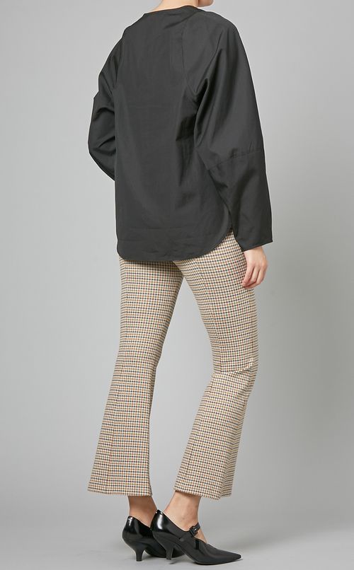 コットンキーネックプルオーバーブラウス