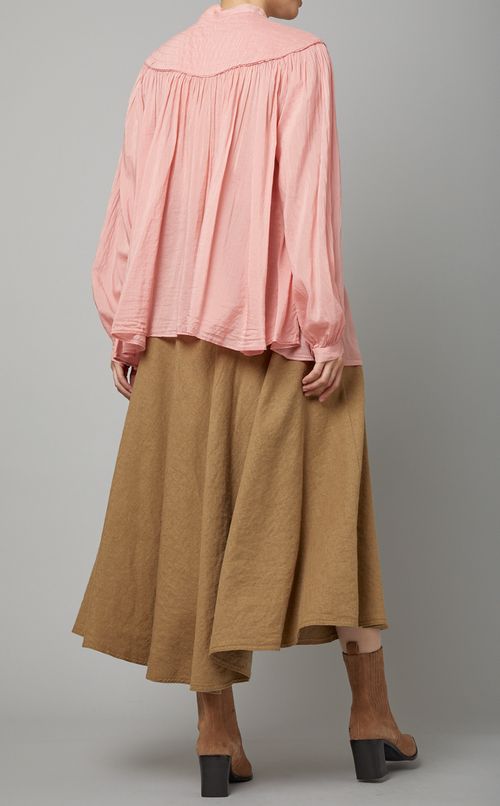 ヨーク切替ギャザースモックブラウス