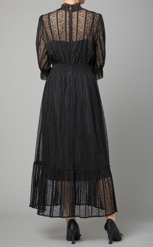 ストライプレースハイネックワンピース