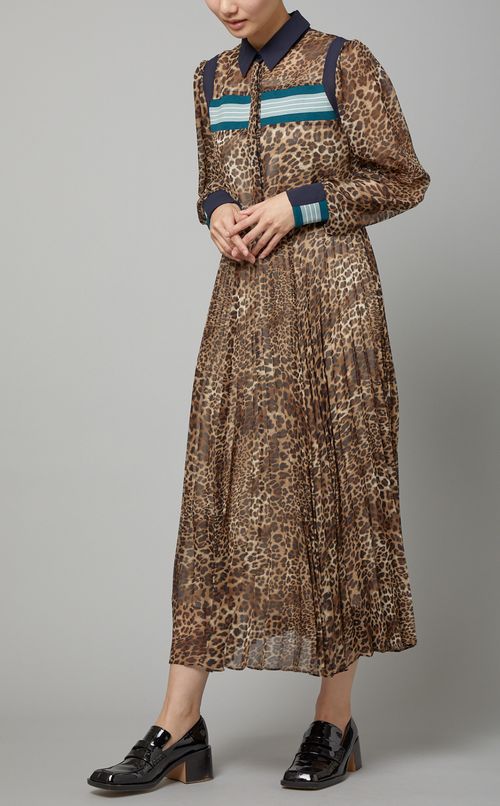レオパードプリーツワンピース