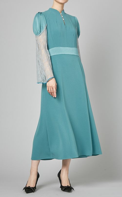 パール付レーススリーブワンピース