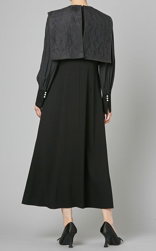 パール付ボックスカラーワンピース