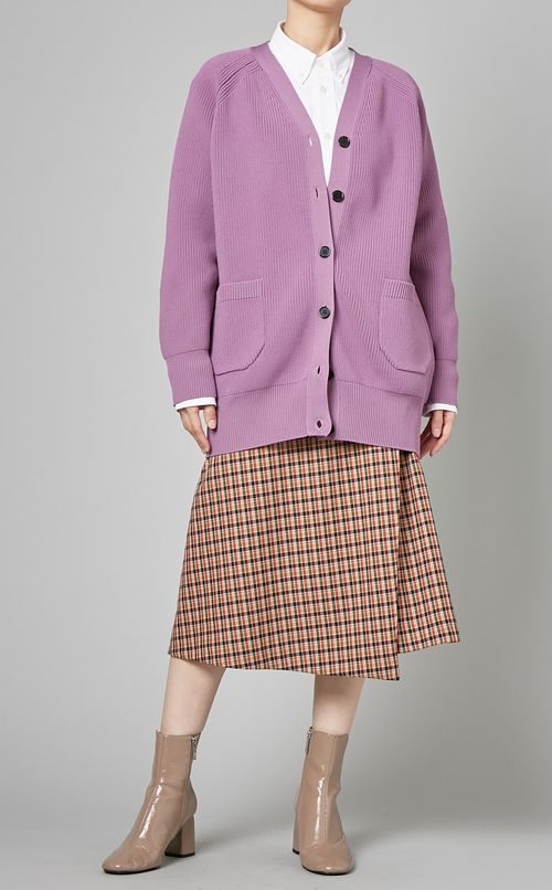 Vネックニットミドルカーディガン