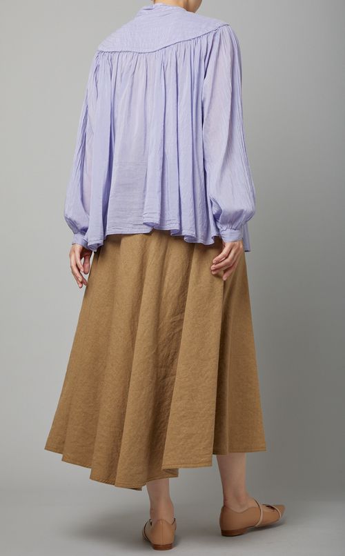 ヨーク切替ギャザースモックブラウス