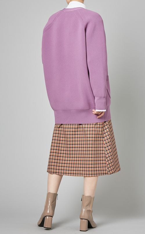 Vネックニットミドルカーディガン