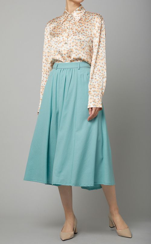 ギャザーフレアミディスカート