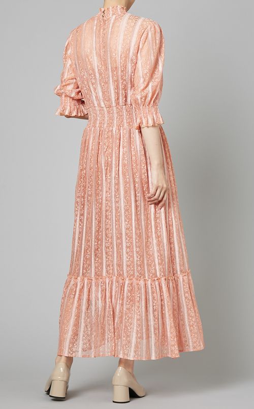 ストライプレースハイネックワンピース