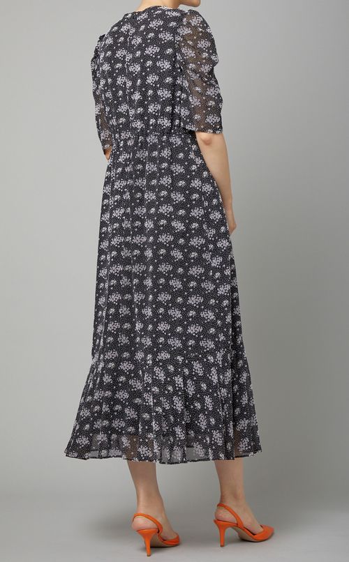 フロッキーフラワープリントワンピース