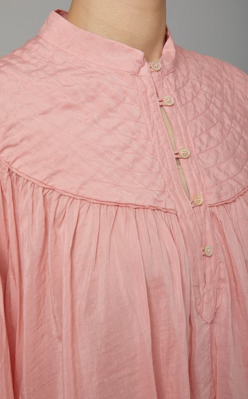 ヨーク切替ギャザースモックブラウス