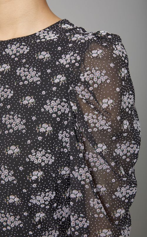 フロッキーフラワープリントワンピース