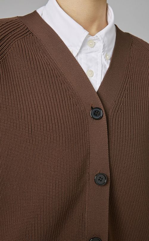 Vネックニットミドルカーディガン