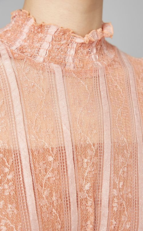 ストライプレースハイネックワンピース