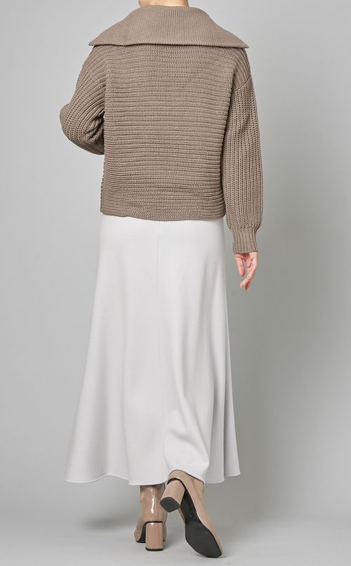 ハーフジップリブプルオーバーニット