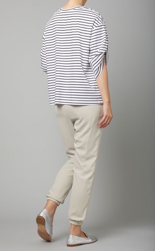 デザインボーダージャージトップス