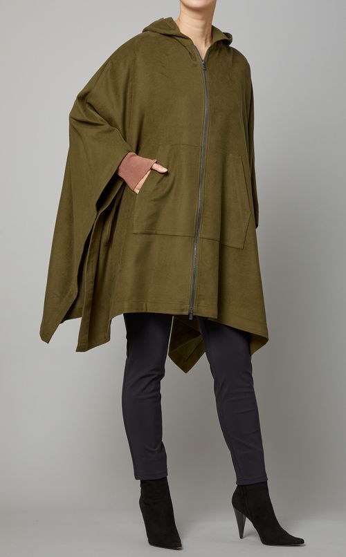 モールスキンフーディポンチョコート