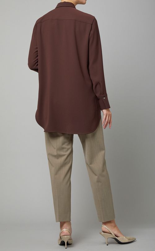 ドレ一プロングスリーブシンプルシャツ