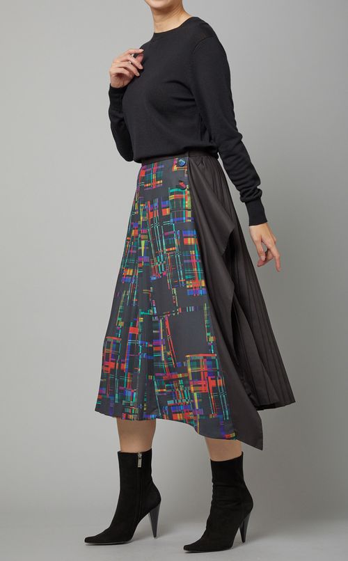 プリントプリーツ巻きスカート