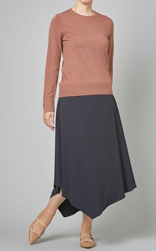 クルーネックスリットカフニットプルオーバー