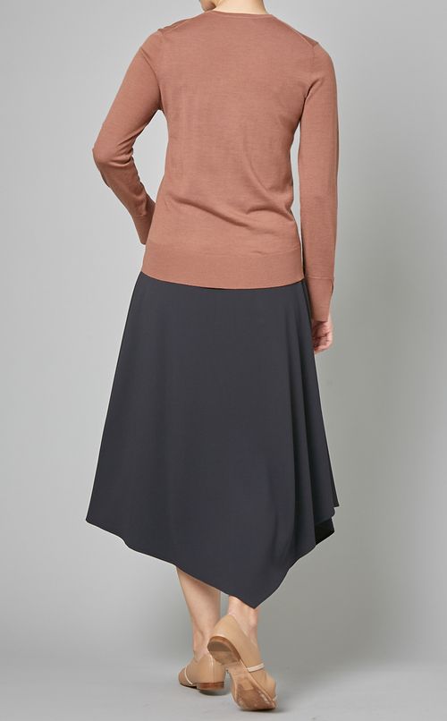 クルーネックスリットカフニットプルオーバー