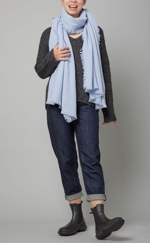 アルパカ混ワイドリブVネックニッ卜