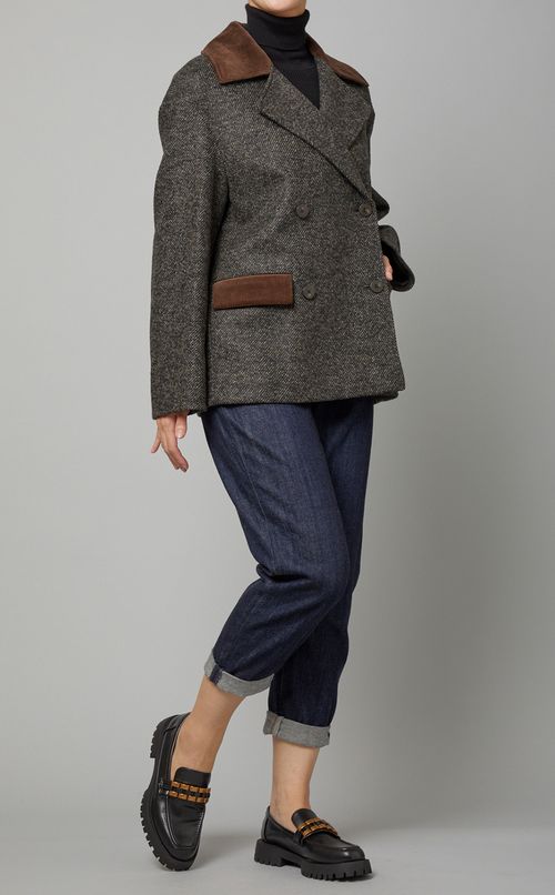クラシカルツイード切替ピーコート