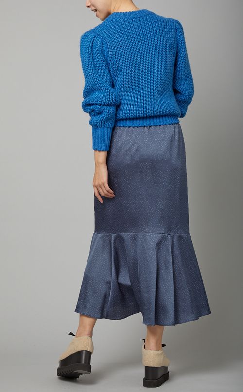 ウールクルーネックパフスリーブニット